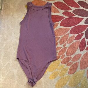 Purple tank ribbed bodysuit with snaps